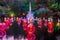 Colourful light installation at the Festival of Lights in New Plymouth in New Zealand at night