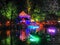 Colourful lights at the Pukekura Park in New Plymouth city in New Zealand