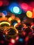 Colourful lights and spots on a dark background. AI generated