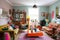 colourful living room, with eclectic mix of furniture and accessories