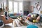 colourful living room, with eclectic mix of furniture and accessories