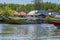 Colourful longtail speed boats moored in the early morning ready to go out to Phang Nga Bay, Thailand