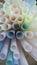 Colourful macro shot of plastic straws