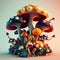 Colourful Magic Mushrooms - Generative AI Illustration
