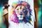 Colourful majestic lion portrait