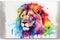 Colourful majestic lion portrait