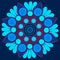 Colourful Mandala Doodle Illustration on blue background