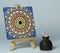 Colourful Mandala Painting on mini canvas with wooden easel stand