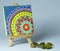 Colourful Mandala Painting on mini canvas with wooden easel stand