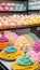 Colourful meringue display in the shop illustration Artificial intelligence artwork generated