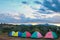 Colourful mountain tents in nature are the perfect place to relax.