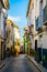 colourful narrow street in xativa town near valencia, which is famous for its castle...IMAGE
