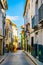 colourful narrow street in xativa town near valencia, which is famous for its castle...IMAGE