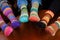 Colourful Norwegian woven knitted socks