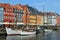 Colourful Nyhavn and white boats, Copenhagen, Denmark