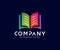 Colourful open book logo designs education logo designs concept