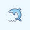 Colourful outline icon of a dolphin