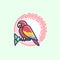 Colourful outline icon of a parrot