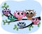 A colourful owl family