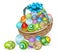 Colourful painted Easter eggs basket