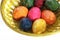 Colourful painted Easter Eggs in a basket