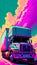 Colourful painting art of a heavy truck illustration AI generated