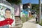 Colourful paintings and decorations on walls and buildings at Jaman Mural Village in Jeonju, South Korea
