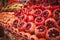 Colourful picture of pomegranates on the market