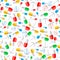 Colourful pills on white, seamless pattern