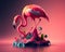 Colourful Pink flamingo Generative AI Illustration