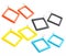 Colourful plastic square earrings isolated on white backg