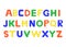 Colourful playful kids font. Children font in the cartoon style. Alphabet set