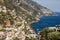 Colourful Positano, the jewel of the Amalfi Coast, with its multicoloured homes and buildings perched on a large hill overlooking