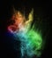 Colourful powder exploding