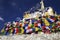 Colourful prayer flags under the blue sky