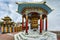 The colourful prayer wheel at the Soma Gompa in the Indiana Himalayas near the Leh Royal palace.