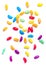 Colourful rainbow jelly beans candies scattered on white background. Festive glucose sweets for confectionary store