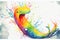 Colourful rainbow Nessie the Loch Ness Monster watercolor painting animal animals