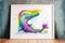 Colourful rainbow Nessie the Loch Ness Monster watercolor painting animal animals