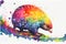 Colourful rainbow Pangolin watercolor painting animal animals