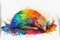 Colourful rainbow sleeping Pangolin watercolor painting animal animals