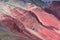 Colourful rock formations in the mountains of Red Valley. Cordillera Vilcanota, Cusco, Peru