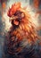 Colourful Rooster Portrait AI Illustration