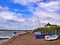 Colourful rowing boats, Burnham Overy Staithe, North Norfolk coast, UK