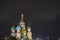 Colourful Saint Basilic Cathedral at night in Moscow, Russia