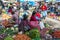 A colourful selection of fruit and vegetables at the market in Pisac in Peru.