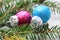 Colourful shiny Christmas baubles