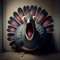 Colourful Shocked Christmas Turkey Surreal Generative AI Illustration