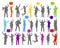 Colourful silhouette of rejoiced business people
