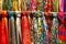 Colourful silk scarfs at a market stall